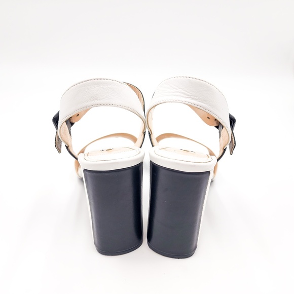 Prada Leather Mary Jane Black & White Designer Sandals Heels w.box EU 38 - Picture 6 of 9